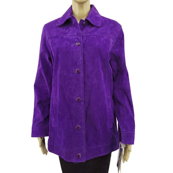Terry Lewis Purple Genuine Leather Jacket Classic Luxuries Womens Coat With Extr - Picture 11 of 11